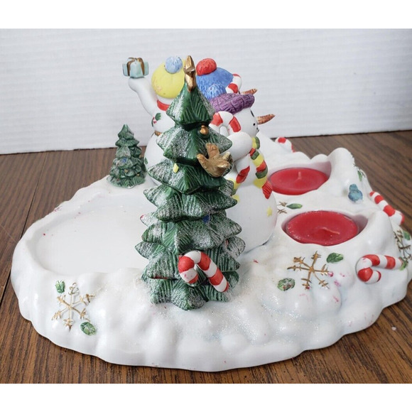 Partylite Snowbell Collection 3 Snowmen Trio Tea Light And Pillar Candle Holder - Picture 9 of 12